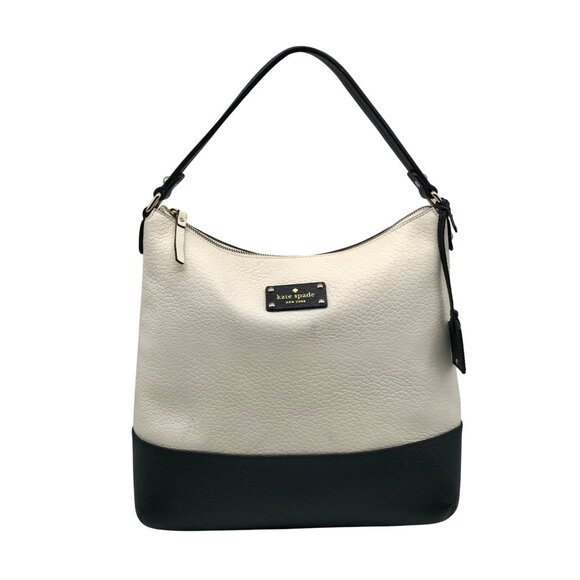 Kate Spade Black And Cream Pebbled Leather Bay Street Lexie Shoulder Bag - Picture 1 of 10